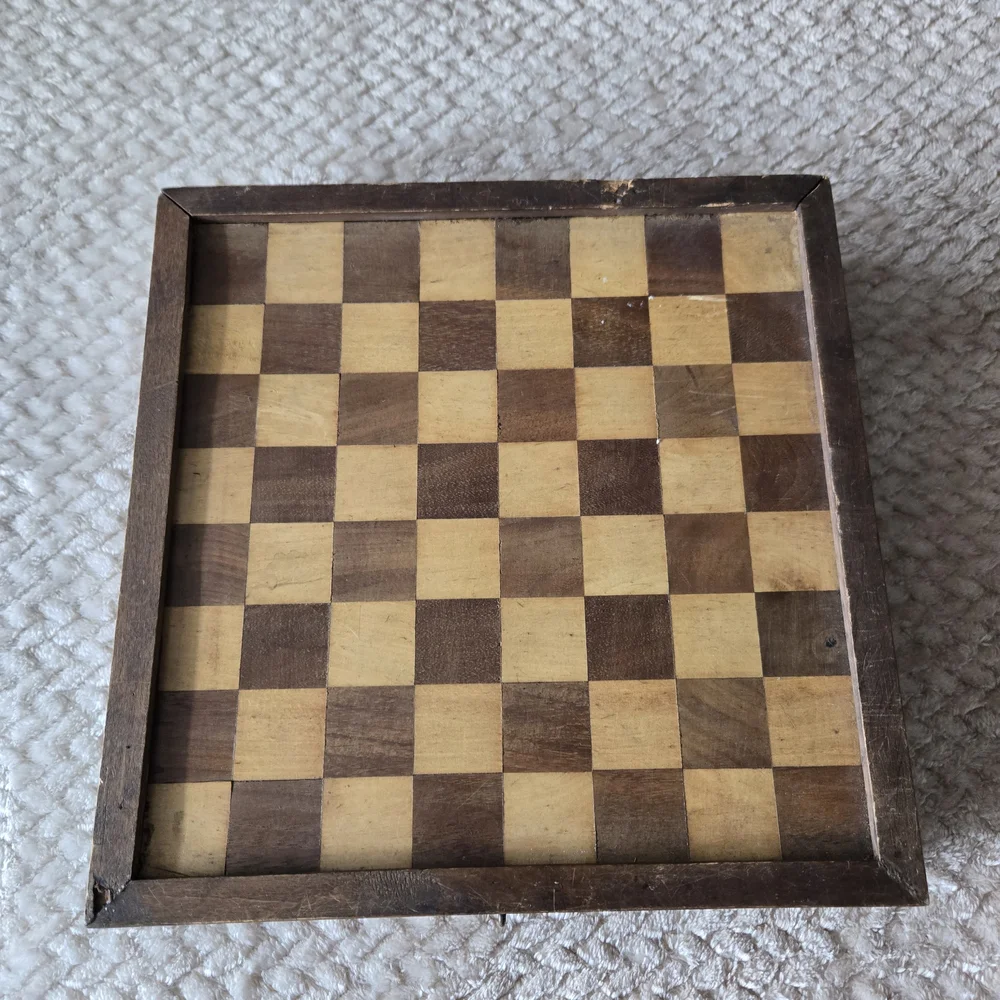 Vintage Wooden Checkers Backgammon Set Folding Board Games Rustic Decor. - Picture 2 of 16